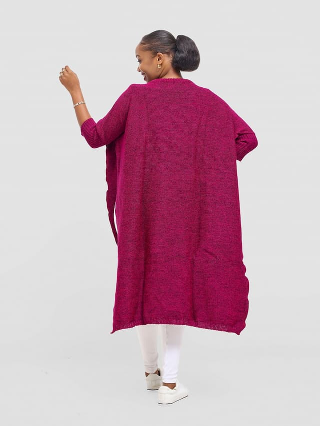 Anel’s Knitwear Drop Shoulder Poncho - Maroon