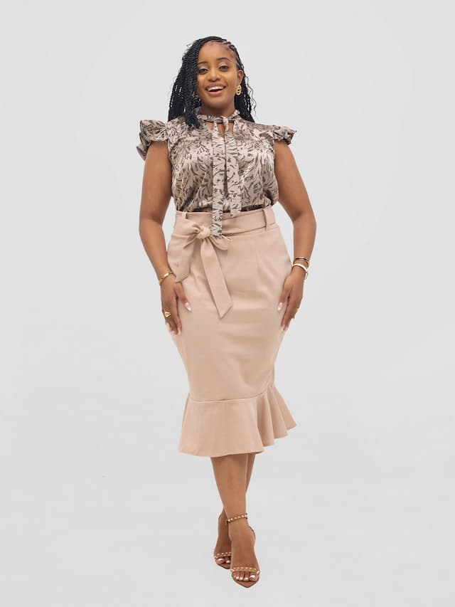 Liliadly Bebe Pencil Skirt - Beige