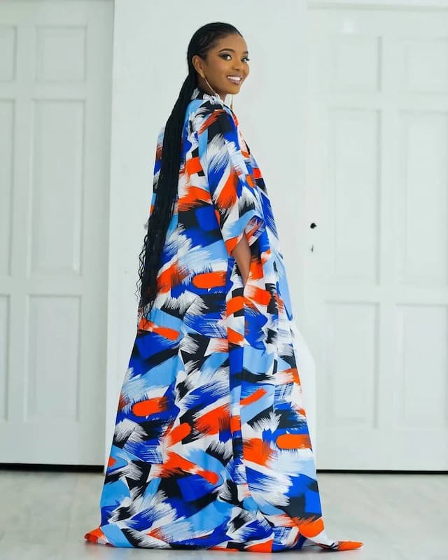 Hera Kimono Print - Blue / Orange