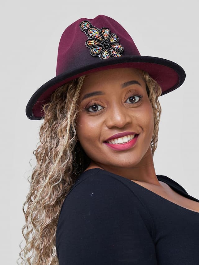 Ombre Beaded Fedora Hat - Maroon