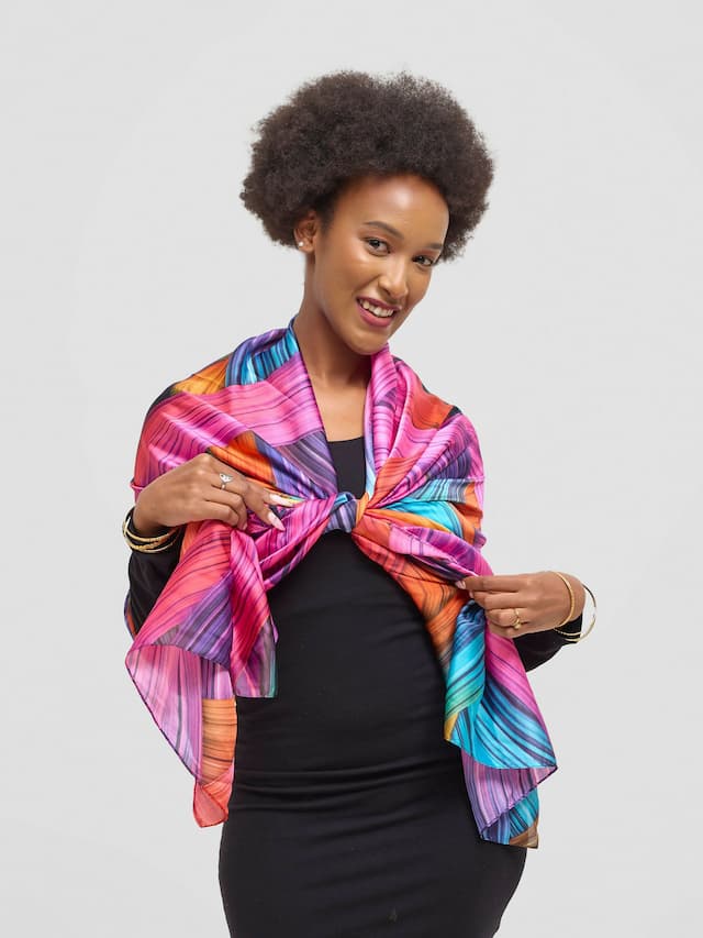 Ukiyo Lifestyle Silk Scarf - Pink Print
