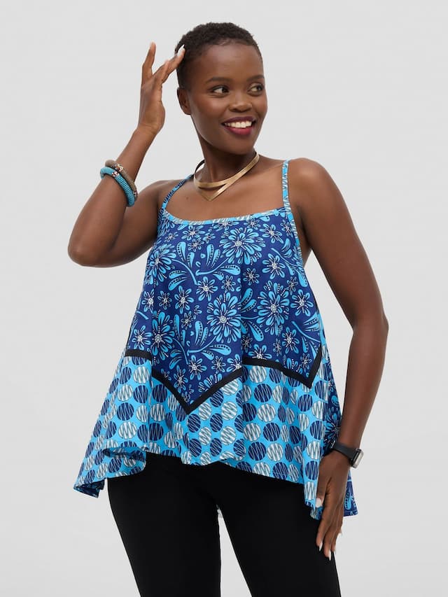 Leso Top - Dark Blue Circle