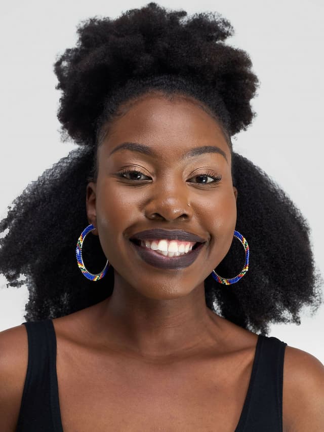 Round Ring Earring - Blue