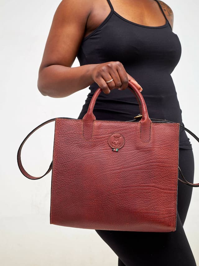 Mubi Leather Pendo Ladies Handbag - Brown