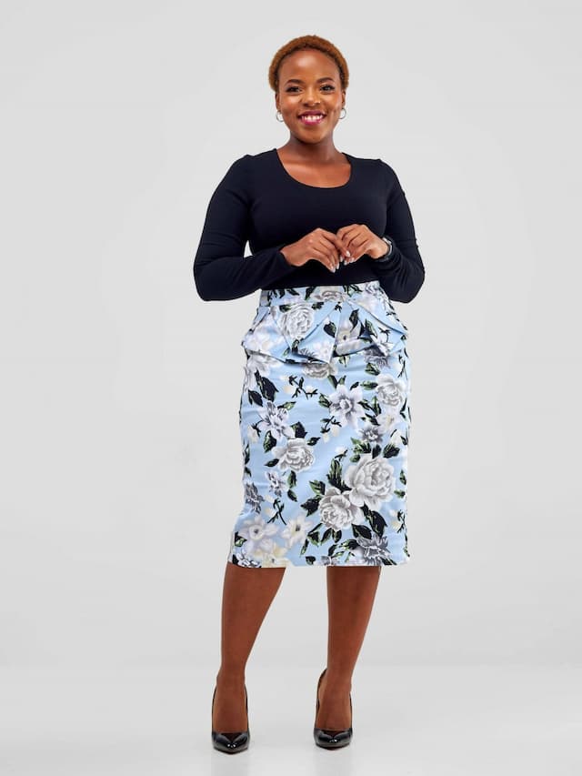 Immaculate Chic Floral Skirt - Blue