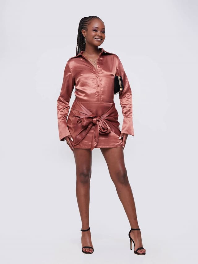 Amua Mini Dress - Brown