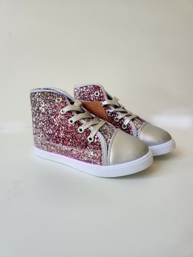Girls Hi-Top Glitter Boot - Purple