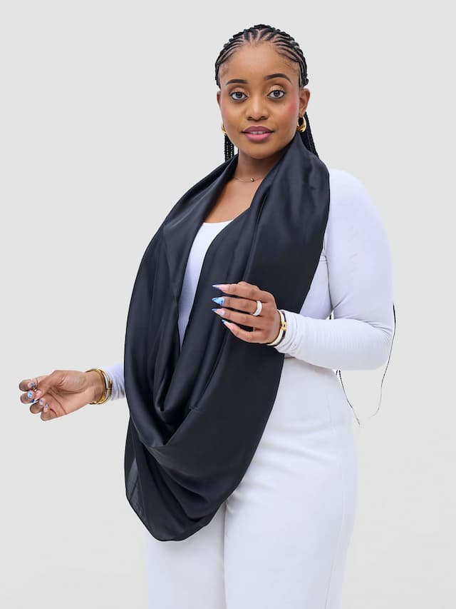 Afrodame Luxurious Silk Scarf - Black