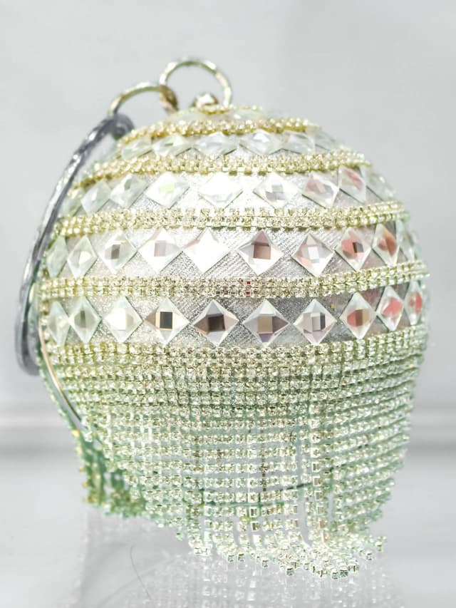 Crystal Ball Clutch - Silver