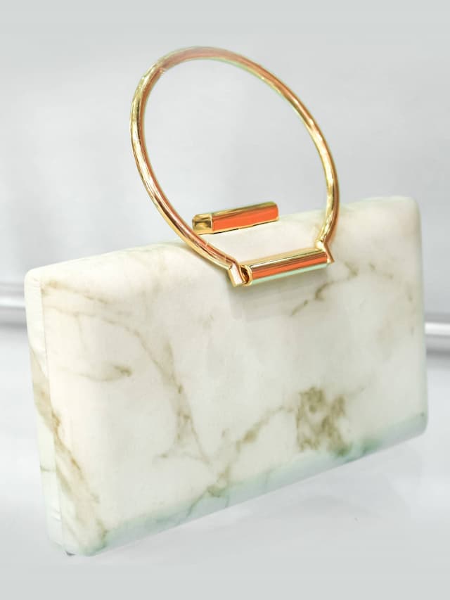 Marble Clutch - White / Grey