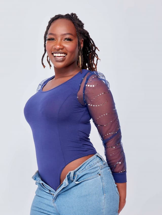 Net Bodysuit Top - Blue