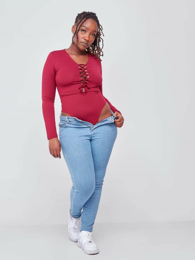 Stringed Bodysuit - Maroon