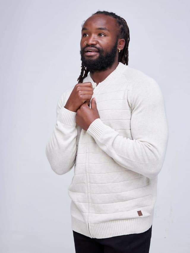 Zipped Cardigan - White