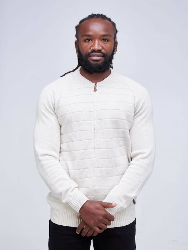 Zipped Cardigan - White